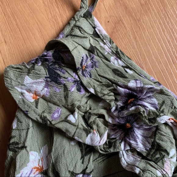 American Eagle Green Floral Crop Top - Picture 2 of 4